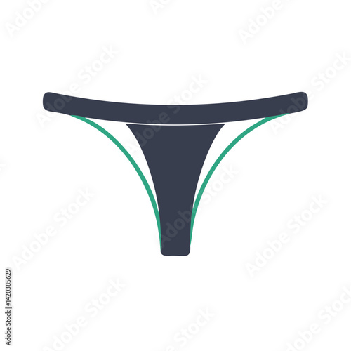 Simple minimalist thong underwear illustration in blue and green