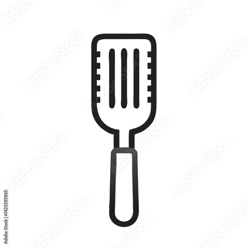 Spatula icon on black background, kitchen utensil illustration