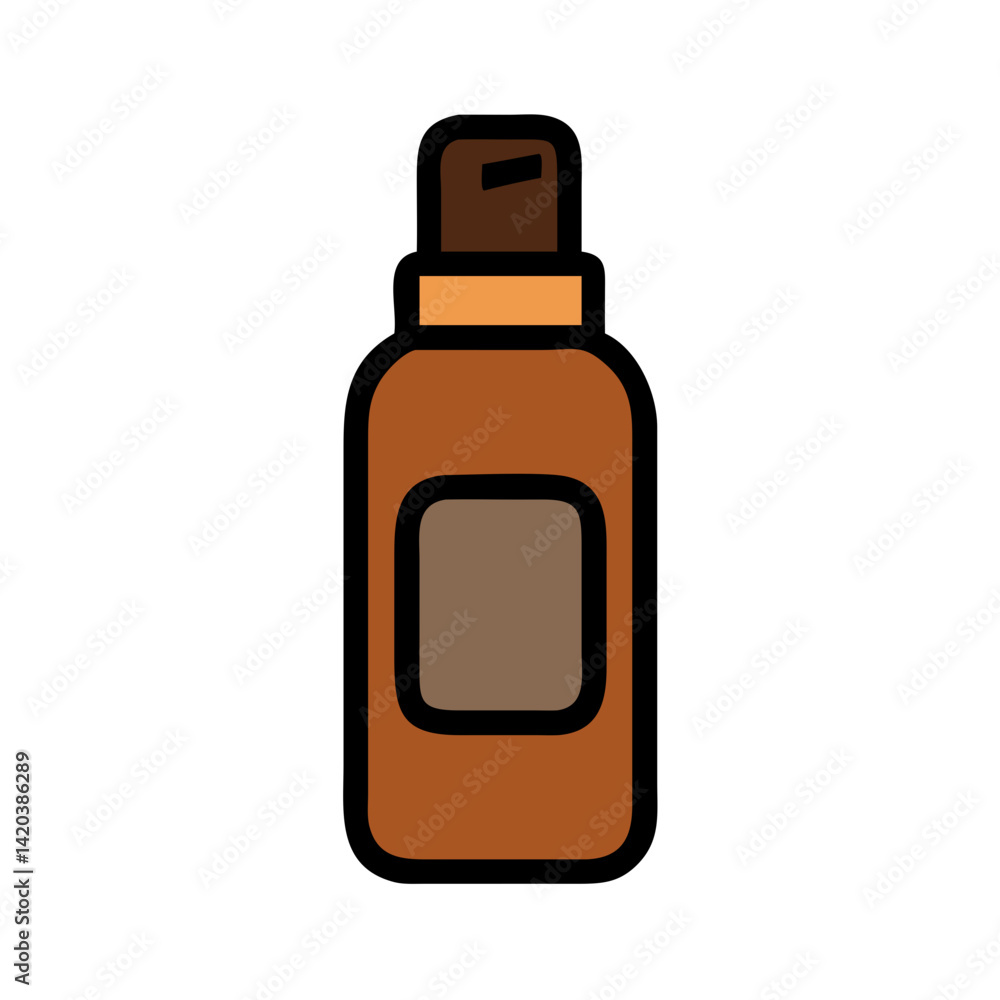 Brown Lotion or Medicine Bottle Isolated on Black