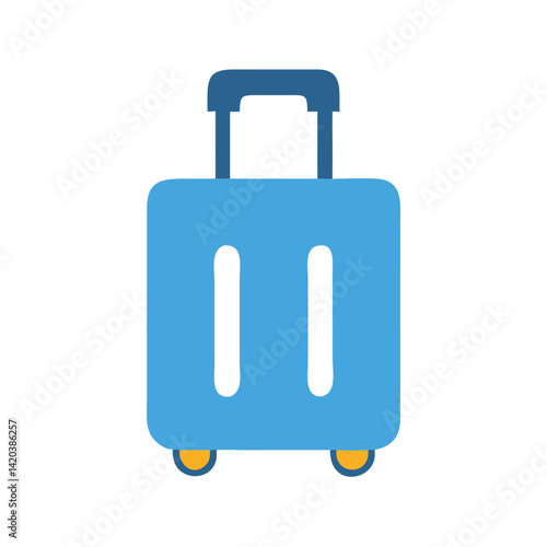 Blue Suitcase Illustration on Black Background for Travel