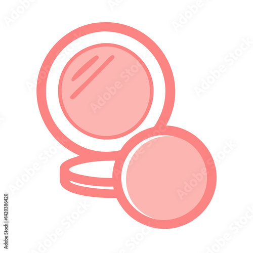 Pink compact mirror for beauty and makeup needs