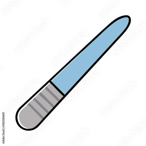 Illustration of a light blue nail file with handle