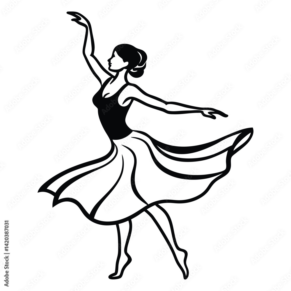 Obraz premium Elegant Ballroom Dance Couple Silhouette Vector Art