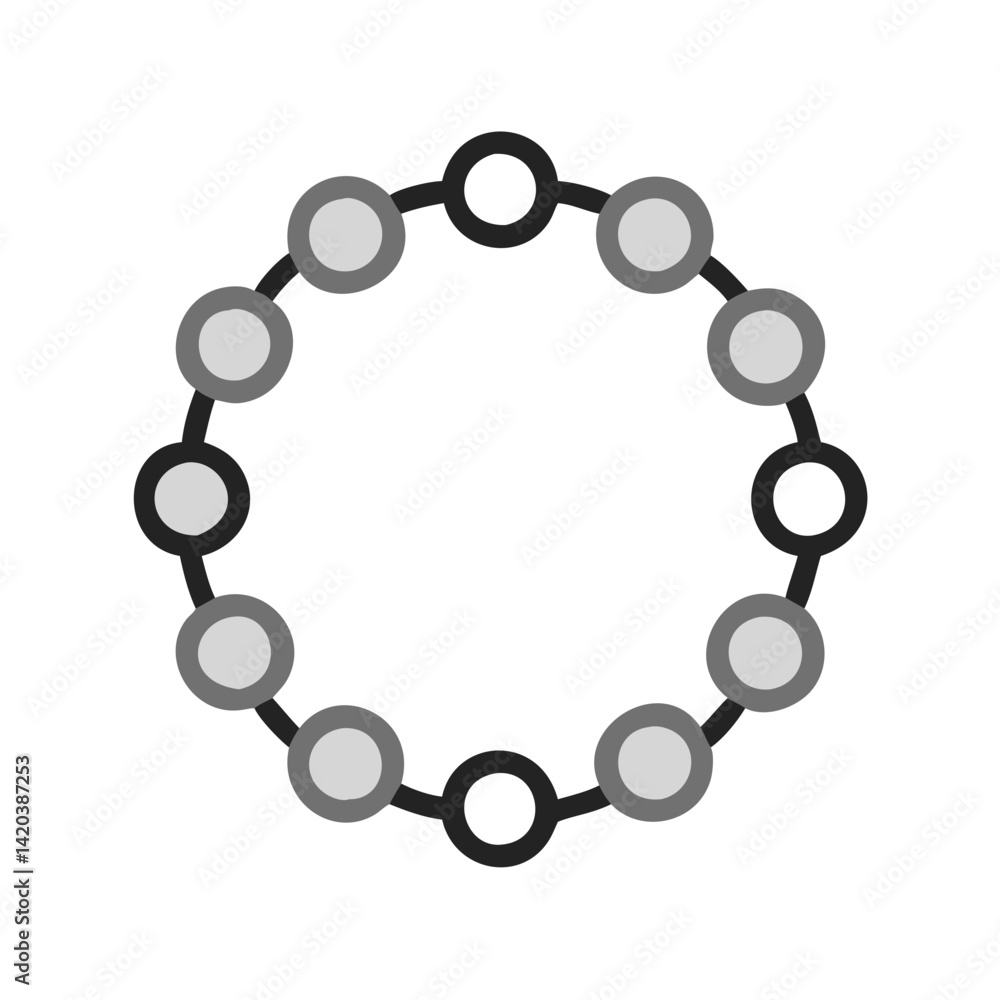 Circular Chain of Spheres: Grayscale Design on Black Circular Chain of Spheres: Grayscale Design on Black