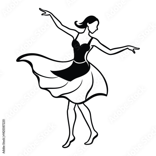 Elegant Ballroom Dance Couple Silhouette Vector Art