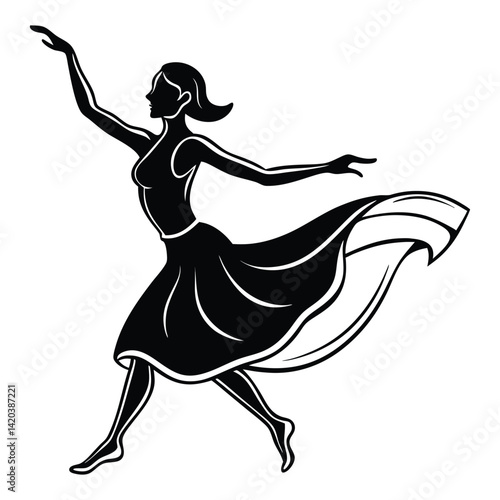 Elegant Ballroom Dance Couple Silhouette Vector Art