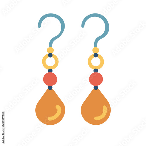 Stylish Beaded Earrings Illustration on Black Background Image