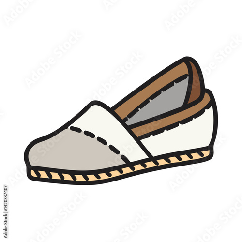 Espadrille shoe illustration with black background for designs