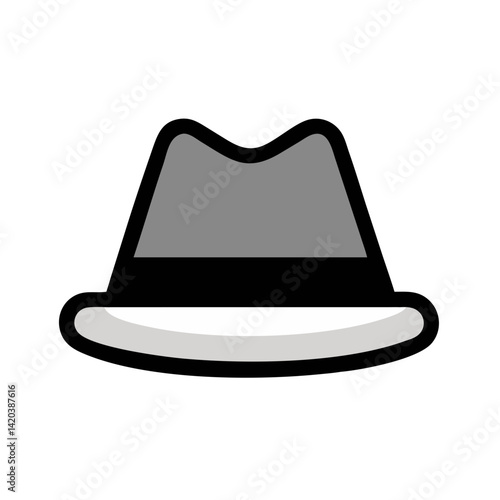 Retro Fedora Hat Graphic on Black Background Illustration