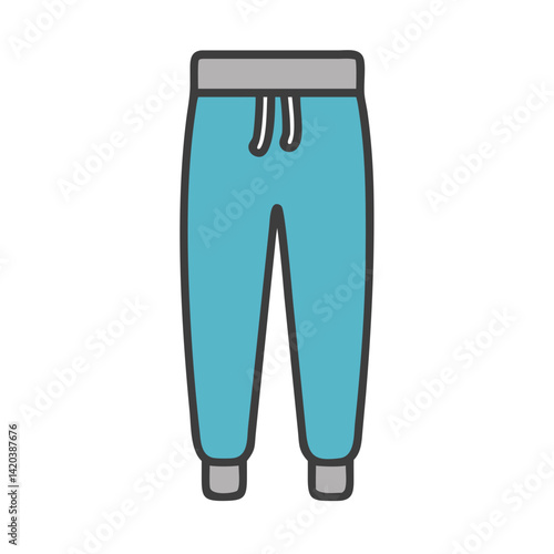 Blue Jogger Pants Illustration with Gray Details on Black