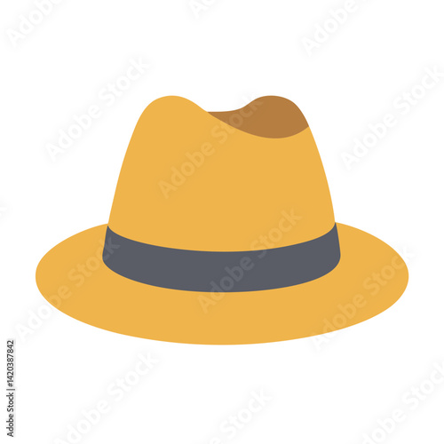 Flat Illustration of a Yellow Fedora Hat on Black