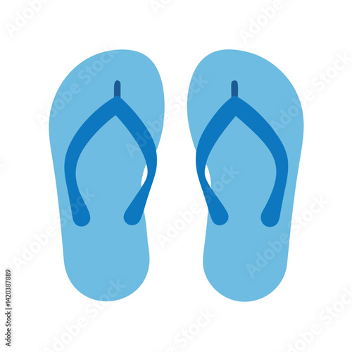Blue flip flops vector icon on black background