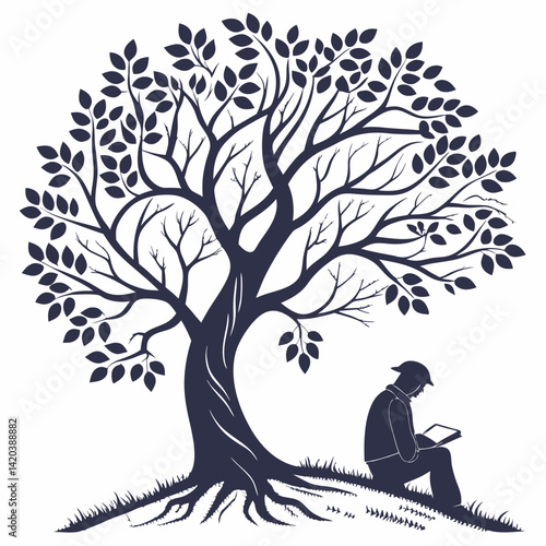 Tree of knowledge. vector illustration. Tree of knowledge silhouette.
