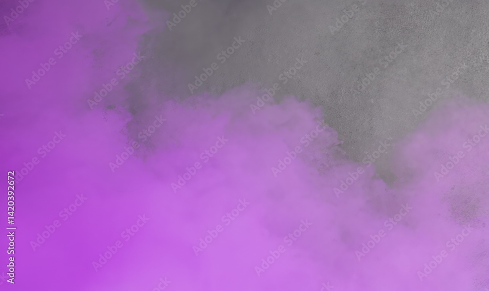 Obraz premium Vibrant purple fog envelops a minimalistic gray background, creating an intriguing abstract atmosphere with soft textures