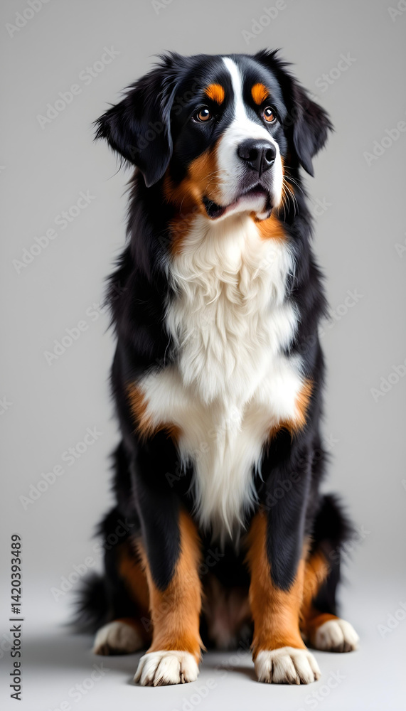 Bernese Mountain Dog Portrait in Studio: Loyal Breed Isolated for Pet-Related Commercial Use - isolated background high resolution premium collection Bernese Mountain Dog Portrait in Studio: Loyal Breed Isolated for Pet-Related Commercial Use - isolated background high resolution premium collection
