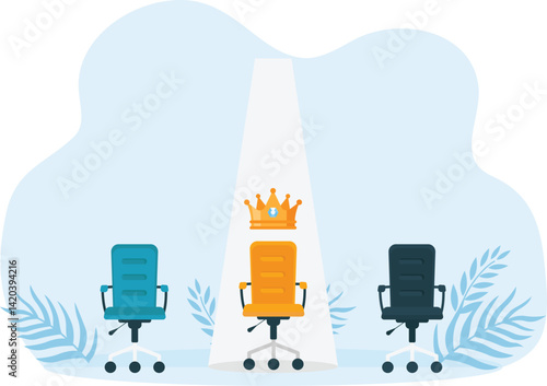 Human resource management and recruitment business, Outstanding in row and chair standing out from the crowd for business concept, 
