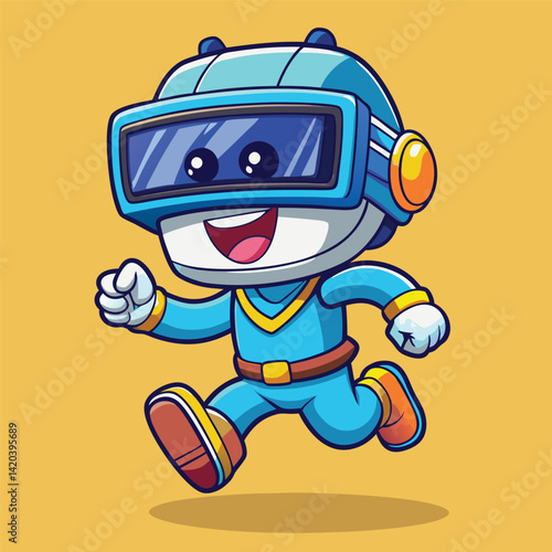 Cute robot character running