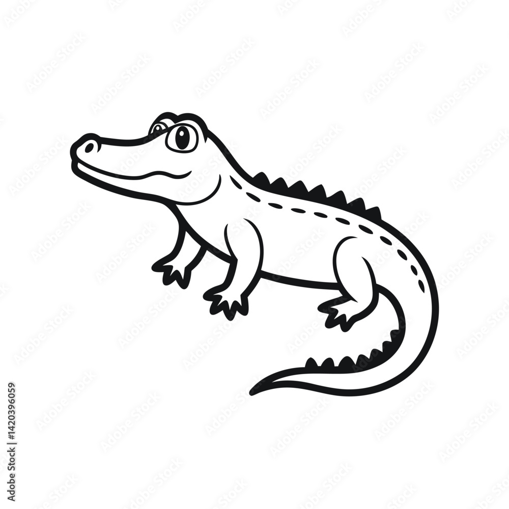 Fototapeta premium alligator Line Art vector icon on white background