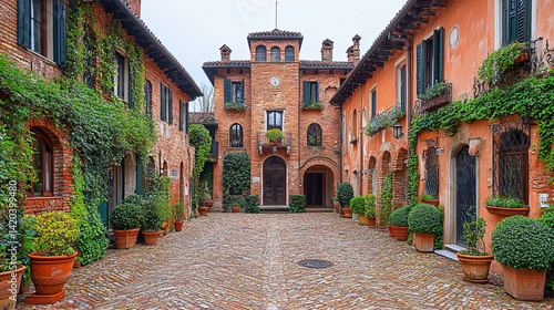 Charming courtyard garden italy architecture rustic environment aesthetic viewpoint historical concept