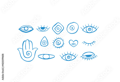 Wallpaper Mural Evil eye vector sketches in mediterranean style. Mystic whimsical set Torontodigital.ca