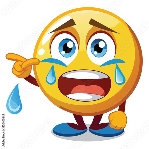 Funny crying emoji character