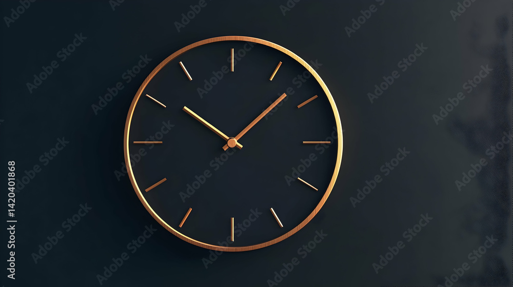 custom made wallpaper toronto digitalLarge, simple wall clock displayed on a sleek pastel black background