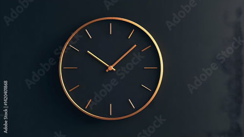 Wallpaper Mural Large, simple wall clock displayed on a sleek pastel black background Torontodigital.ca