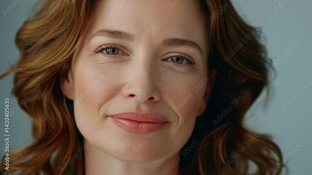 Mature woman smiling with closed eyes in studio showcasing natural skincare and beauty treatments Mature woman smiling with closed eyes in studio showcasing natural skincare and beauty treatments
