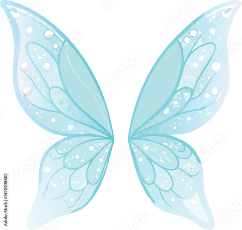 Pair of Light Blue Fairy Wings with Delicate Design