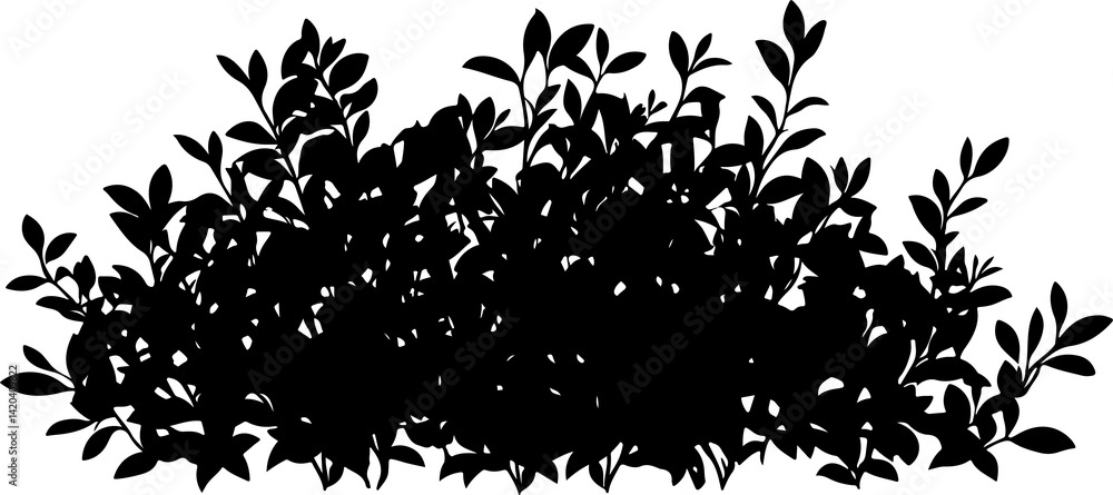 Naklejka premium Silhouette of Dense Bush with Leaves