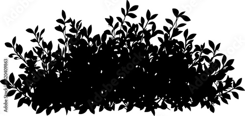 Silhouette of Dense Bush with Leaves