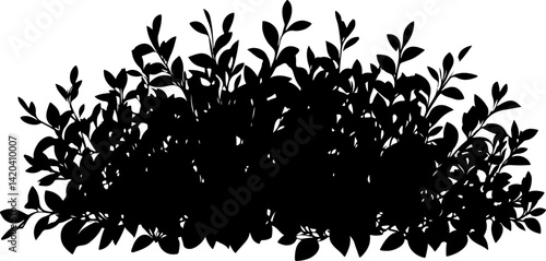 Silhouette of Dense Bush with Leaves