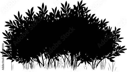 Silhouette of Dense Bush with Leaves