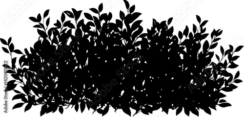 Silhouette of Dense Bush with Leaves