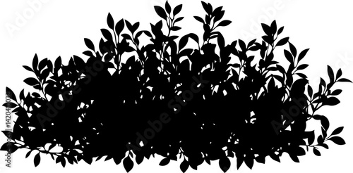 Silhouette of Dense Bush with Leaves