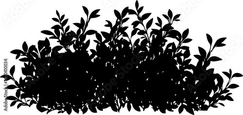 Silhouette of Dense Bush with Leaves