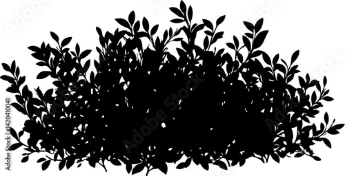 Silhouette of Dense Bush with Leaves