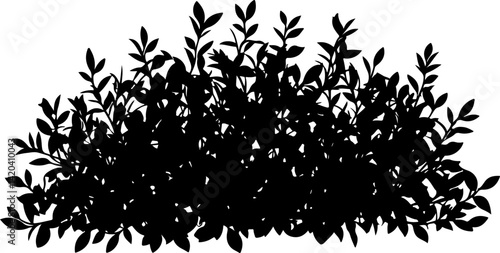 Silhouette of Dense Bush with Leaves