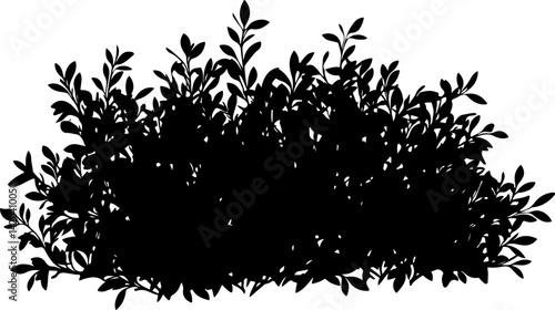 Silhouette of Dense Bush with Leaves