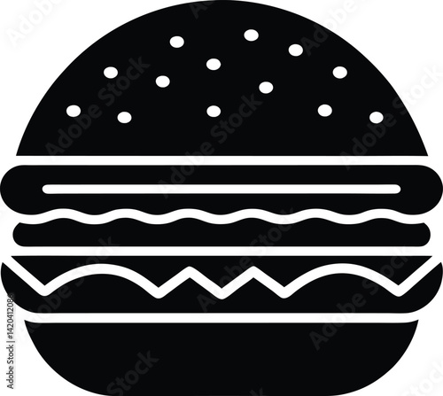 Burger Stencil Icon Silhouette Vector Illustration