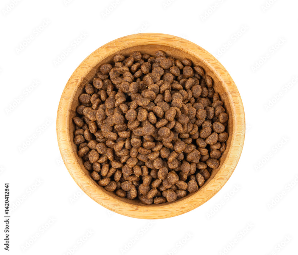 Fototapeta premium Dry pet food, dog kibble pile, puppy pellets, small canine protein croquette meal, animal food