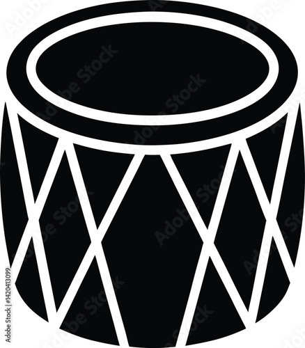 Drum Stencil Icon Silhouette Vector Illustration