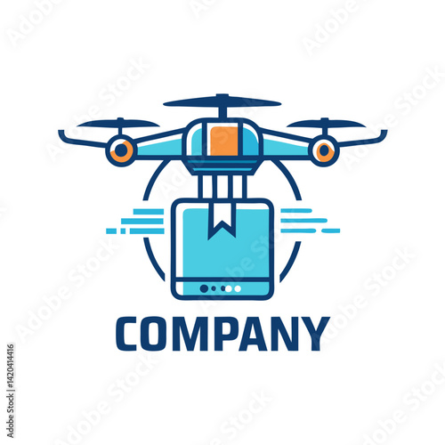 Modern drone delivery company logo design vector illustration