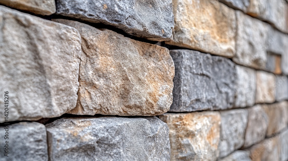 Detailed Close-Up of a Textured Stone Wall Surface Detailed Close-Up of a Textured Stone Wall Surface