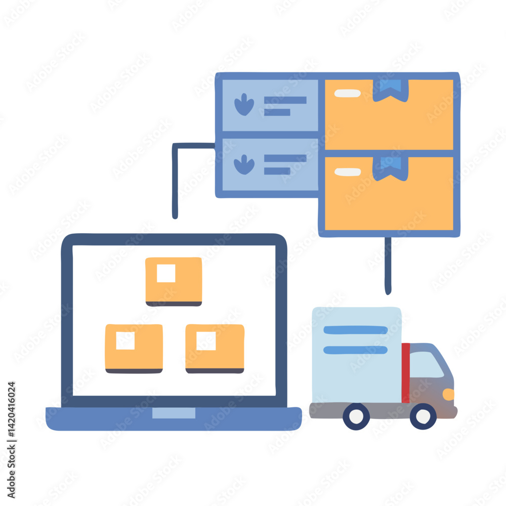 Logistics and delivery icon showing online order tracking Logistics and delivery icon showing online order tracking