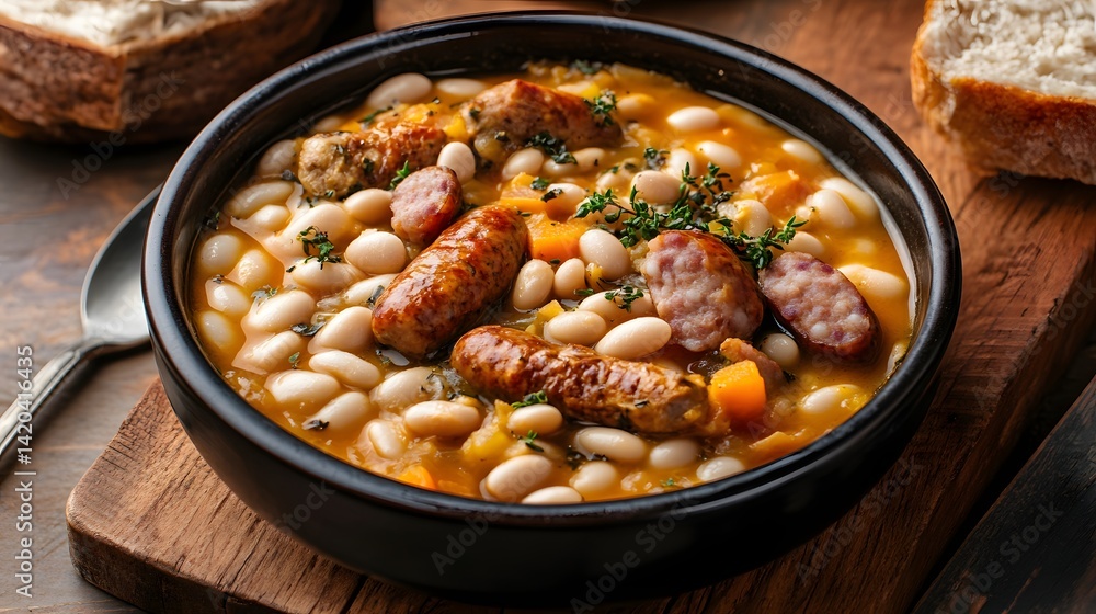 traditional french cassoulet stew with white beans toulouse sausage and duck confit traditional french cassoulet stew with white beans toulouse sausage and duck confit
