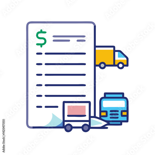 Freight shipping invoice, transportation logistics, costs and payment