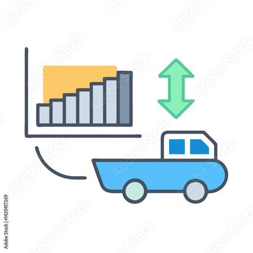 Logistics Growth Chart with Transportation Business Concept Icon
