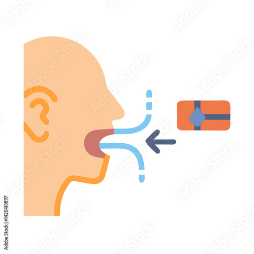 Halitosis or bad breath illustration with a gift package