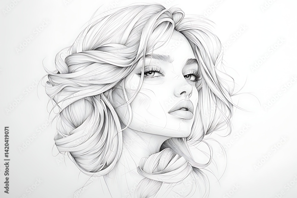 Fototapeta premium Woman Portrait Drawing